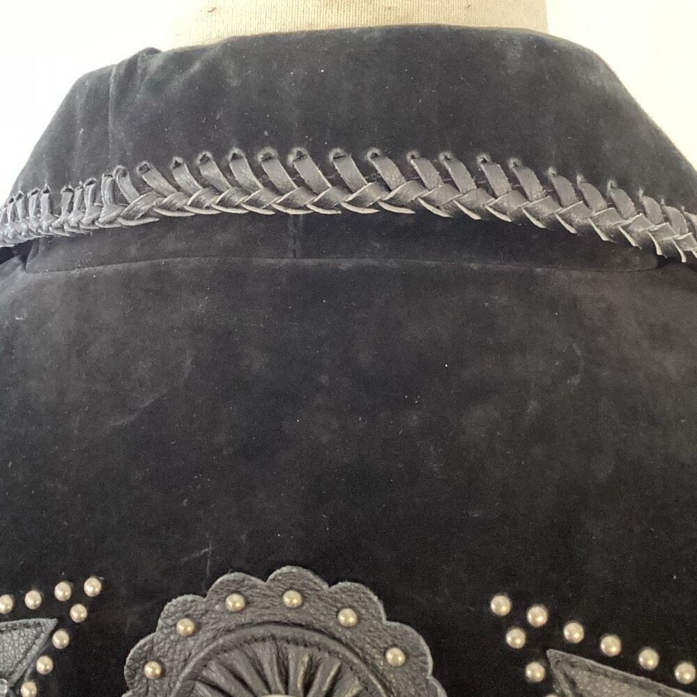 Scully Black Suede Leather Western Jacket Beaded Fringe Women’s Medium - Picture 11 of 14